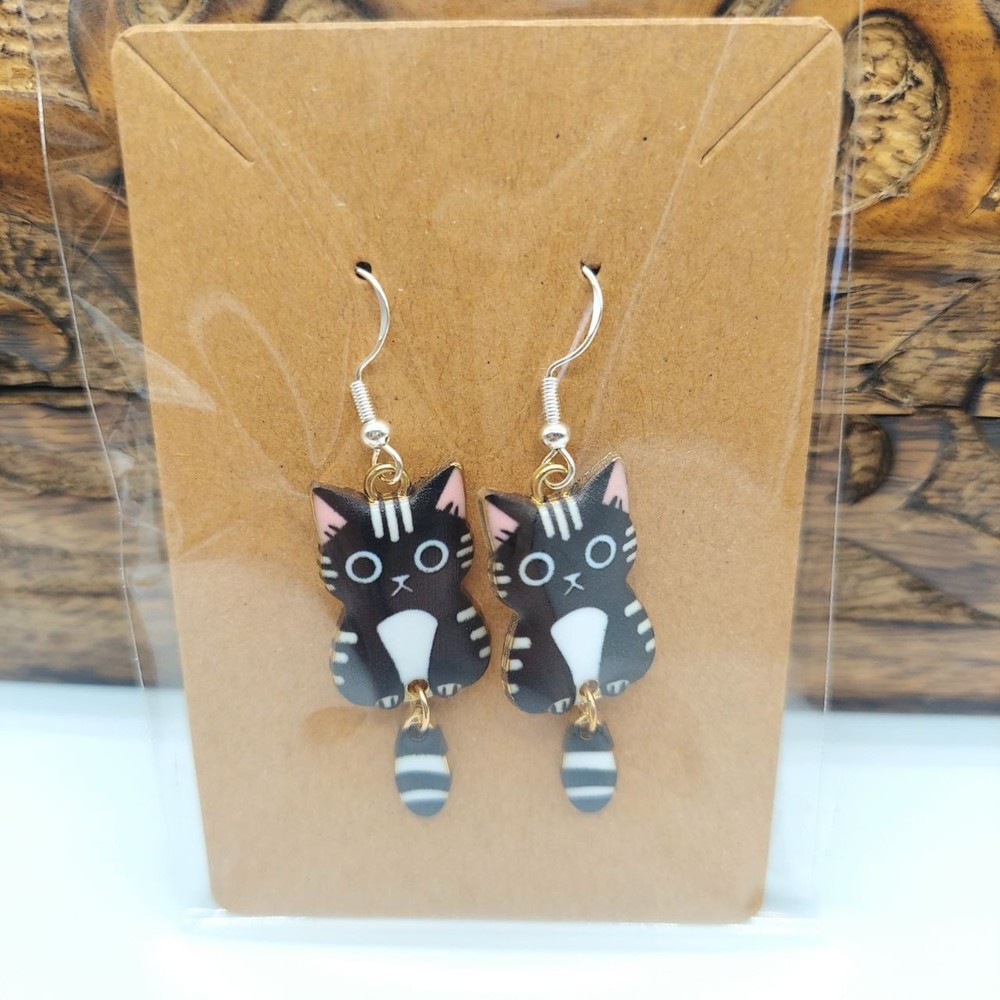 Cute Black Cat Earrings Anime Kitty